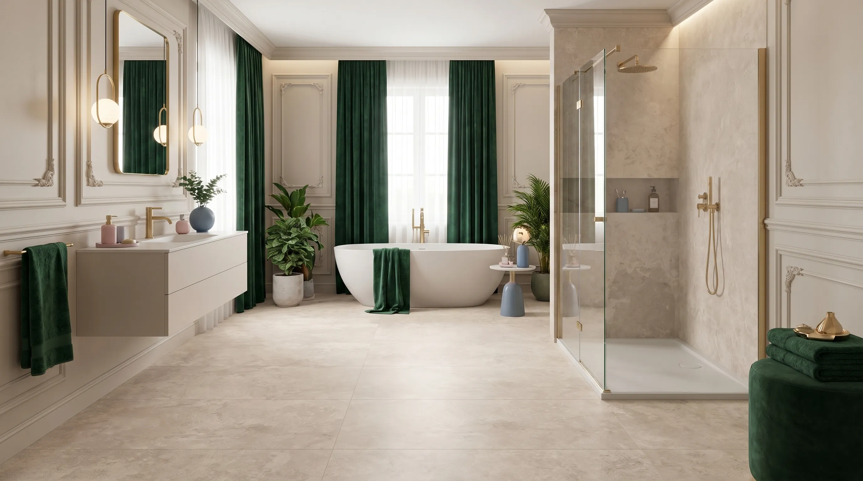 Элизиан Травертини Бежевый Сатинированный 600X1200 — интерьер 1