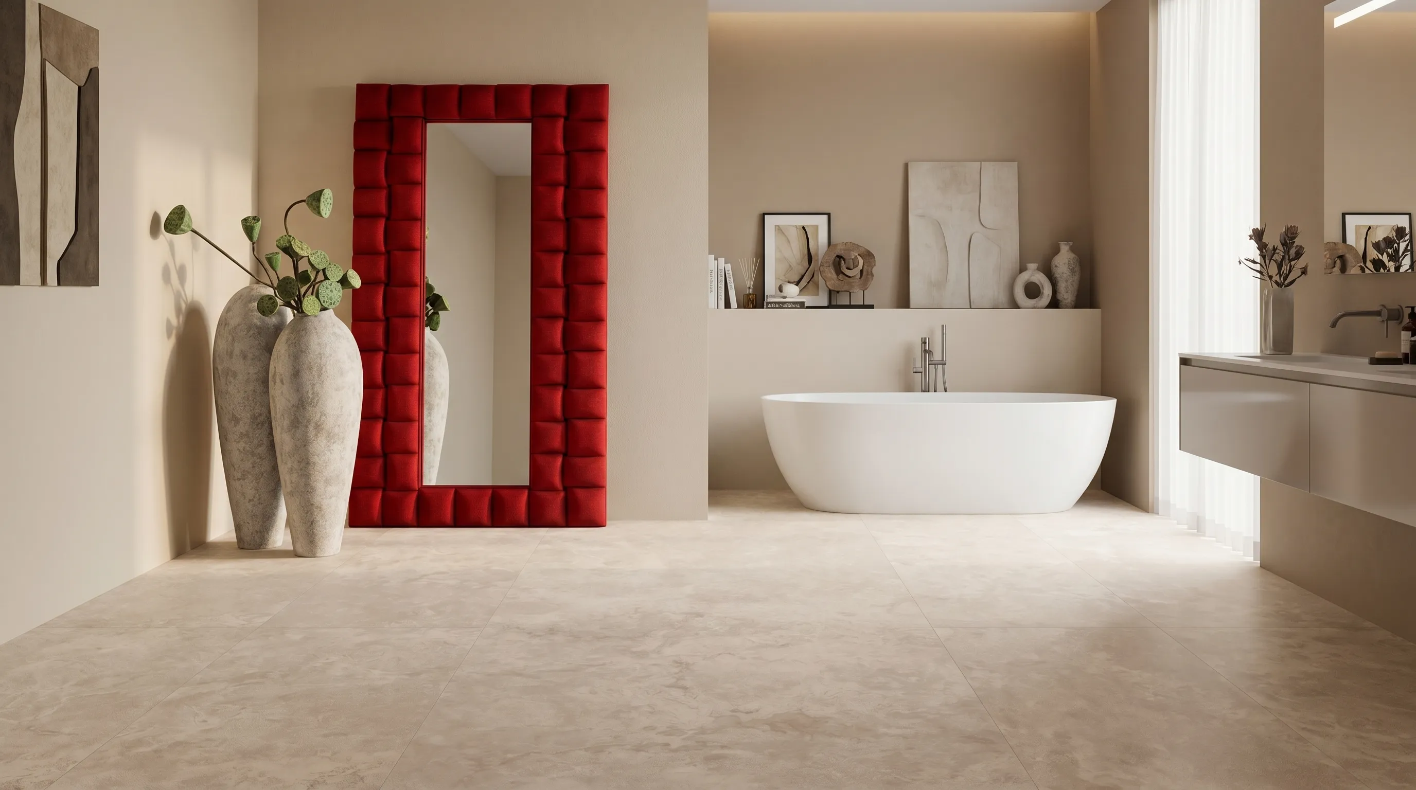 Элизиан Травертини Бежевый Сатинированный 600X1200 — интерьер 6