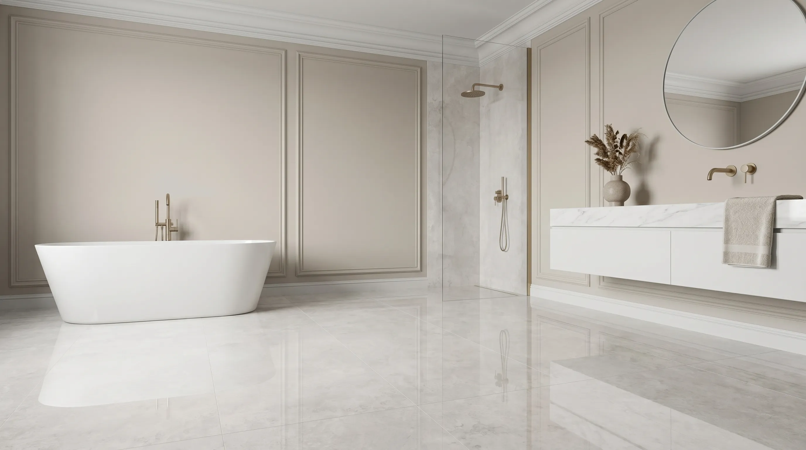 Элизиан Травертини Бланк Глянцевый 600X1200 — интерьер 6