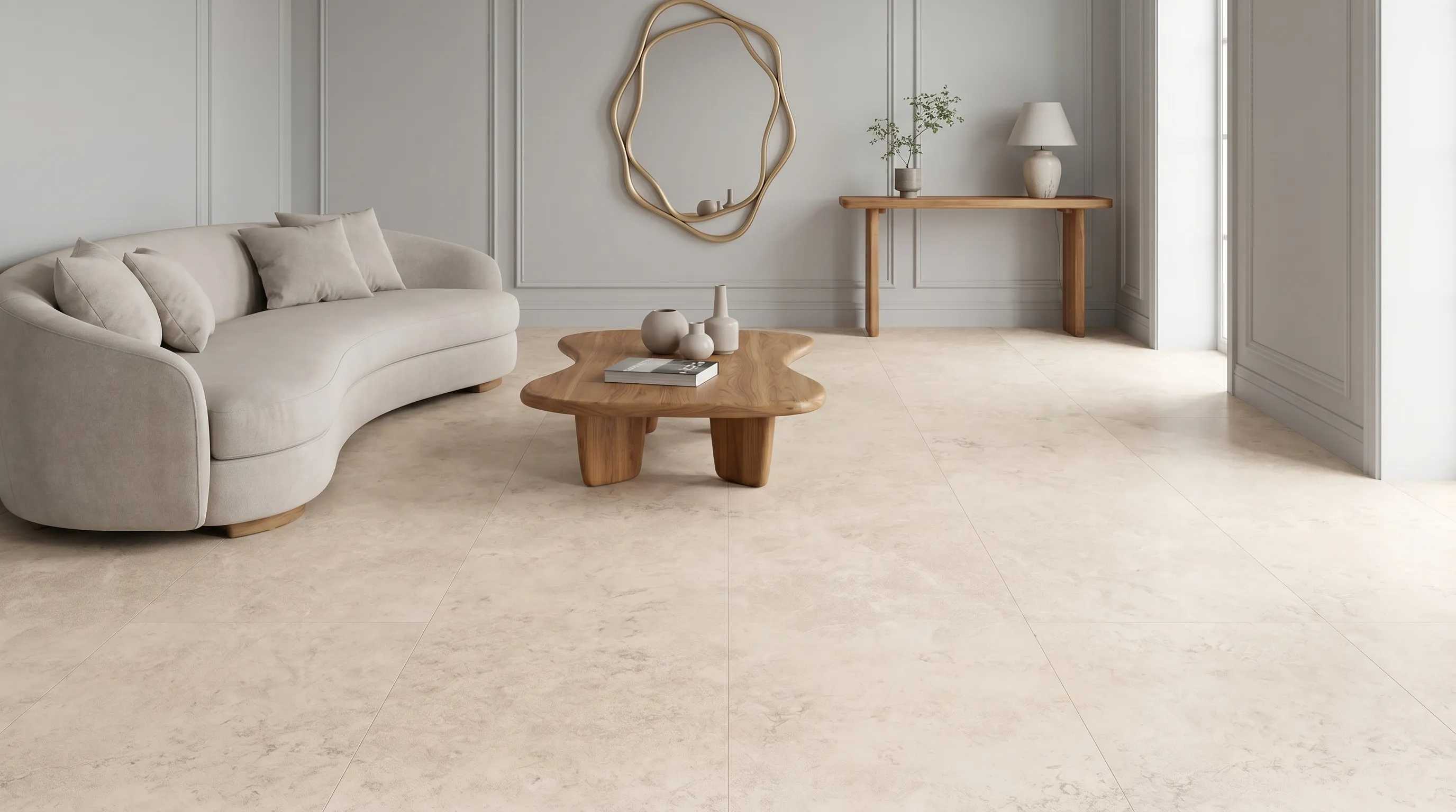 Элизиан Травертини Кремовый Натуральный 600X1200 — интерьер 1