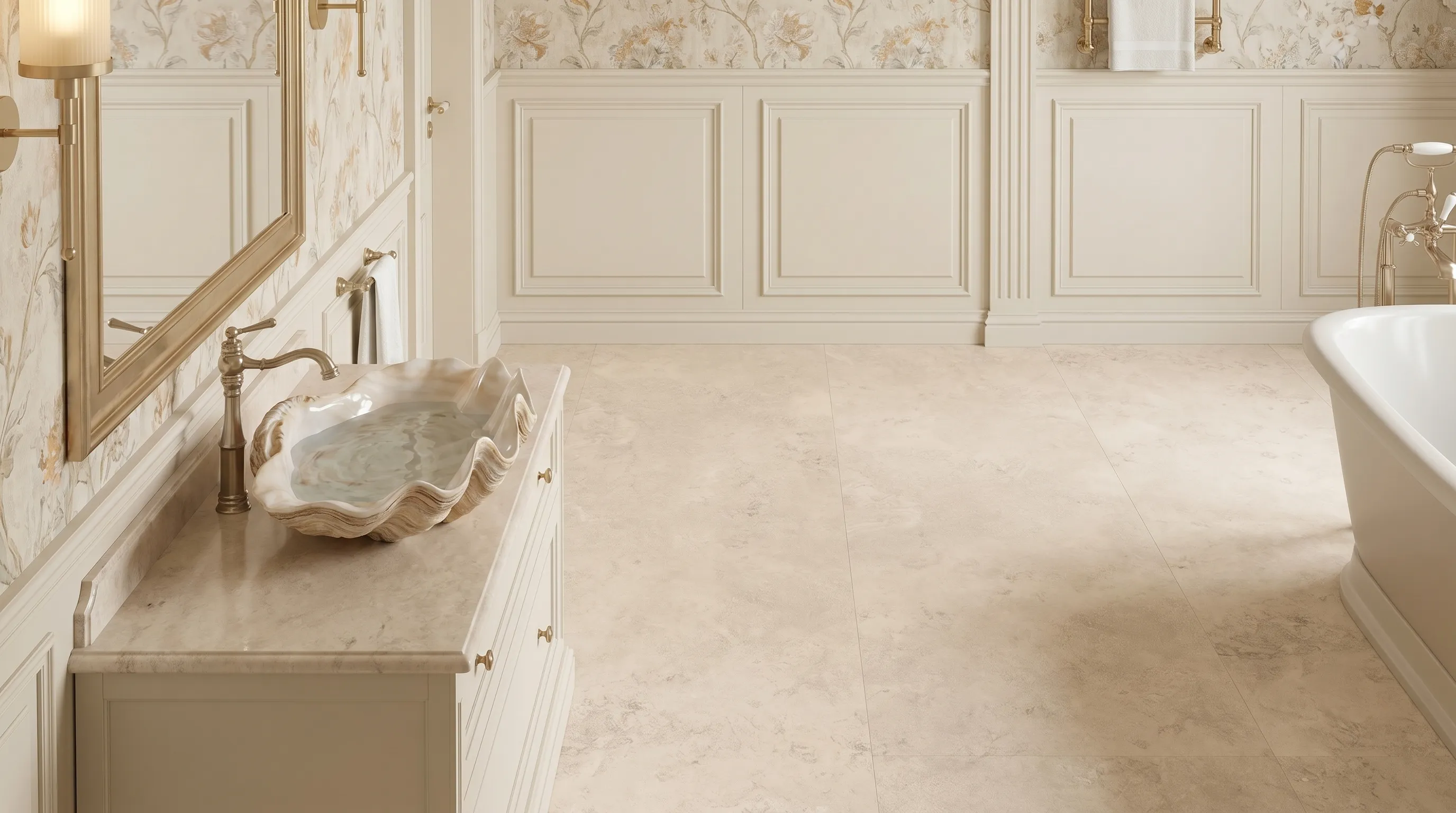 Элизиан Травертини Кремовый Натуральный 600X1200 — интерьер 7