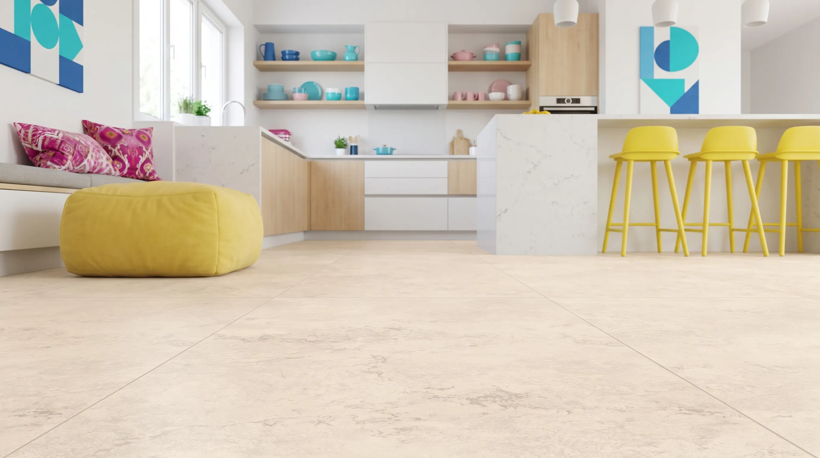 Элизиан Травертини Кремовый Сатинированный 600X1200 — интерьер 3