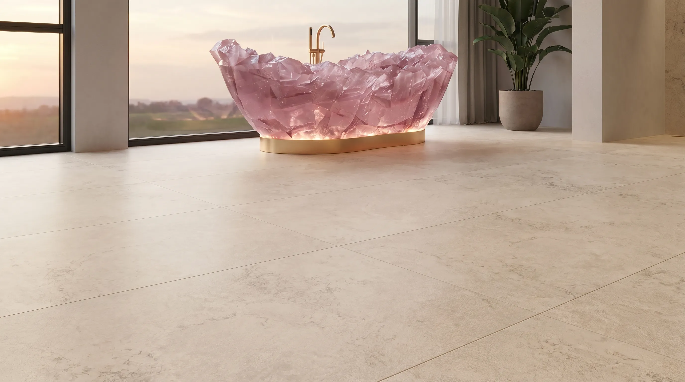 Элизиан Травертини Кремовый Сатинированный 600X1200 — интерьер 6