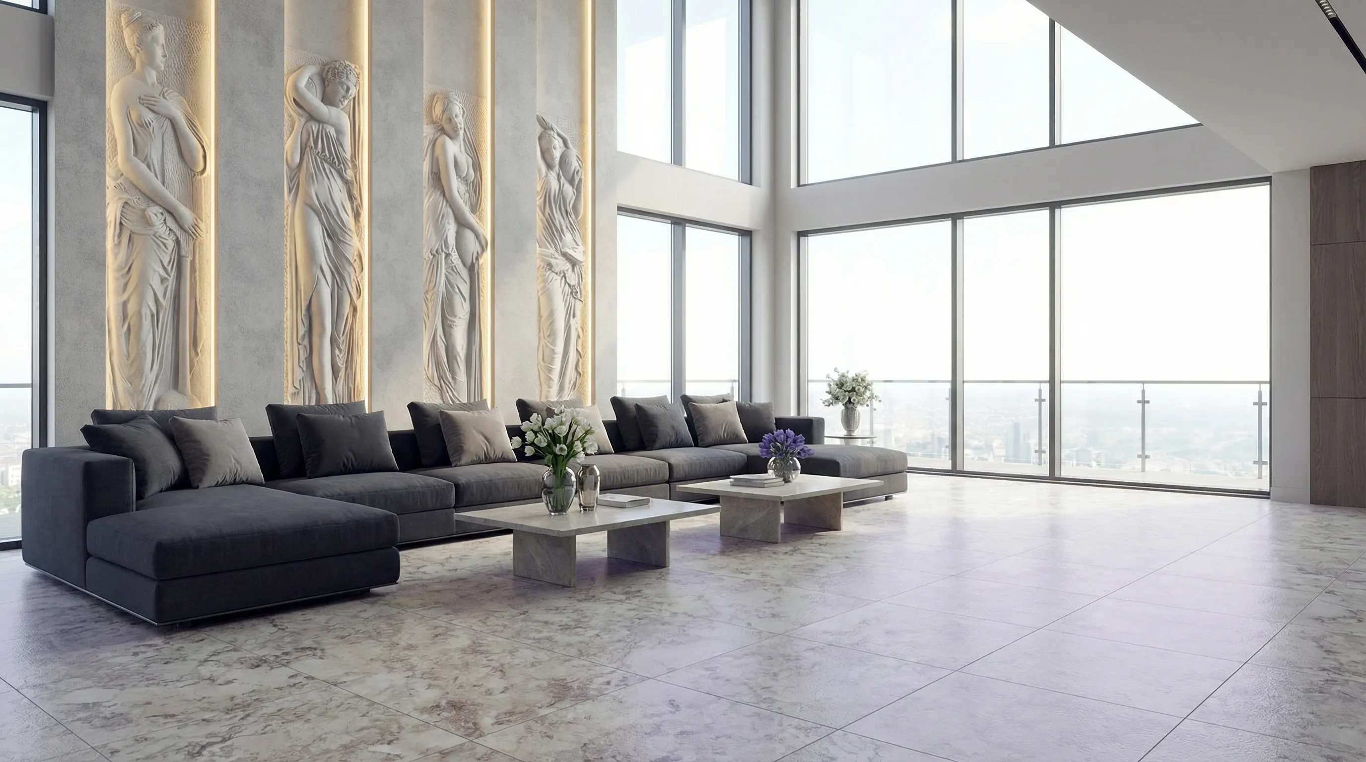 Млечный камень 3200мм*1600мм*12мм — интерьер 2